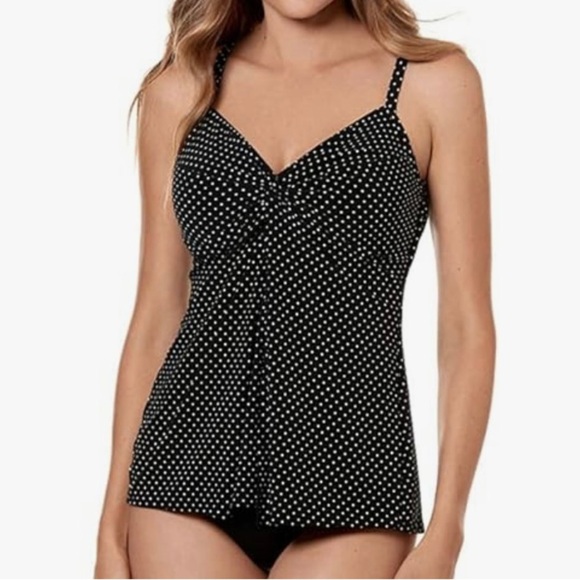 Miraclesuit Other - MIRACLESUIT WOMEN’S PIN POINT LOVE KNOT   UNDERWIRE BRA TANKINI BLACK/WHITE - 14